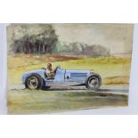 George Lane (20th century), watercolours 'Allan' and 'Bugatti', each 28cm x 39cm,