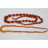 Vintage copal amber necklace with graduated faceted beads and one other amber necklace