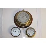 Compensated aneroid barometer by Griffen, London, in a brass case,