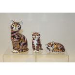 Three Royal Crown Derby kitten paperweights