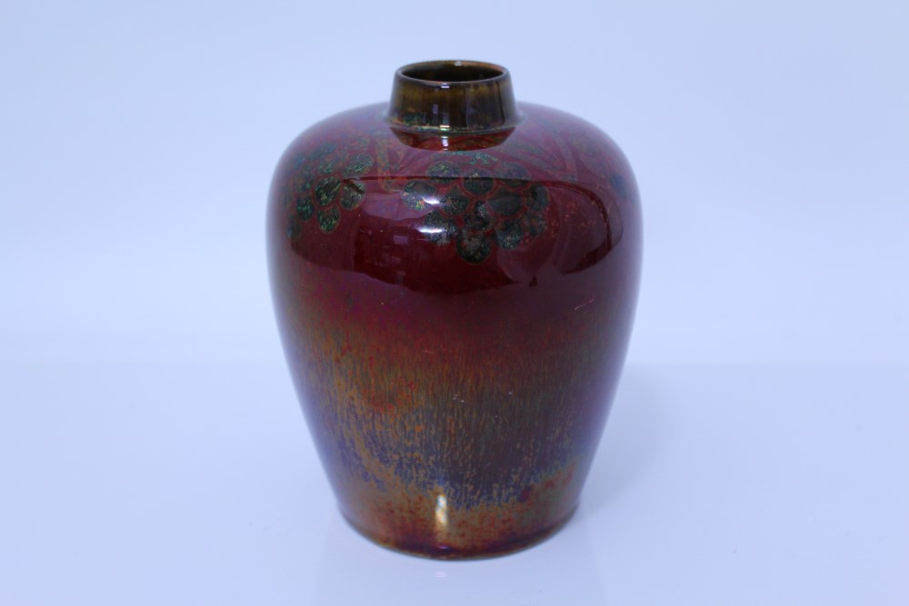 Pilkington Royal Lancastrian flambé vase with berry decoration, signed by Gladys Rogers, 15.
