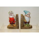 Pair of Walt Disney pottery 'Seven Dwarf' bookends