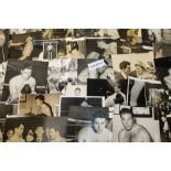 Photographs - Boxing 1940s black and white press release photographs with printed text to reverse,