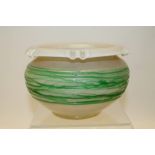 Austrian art glass bowl with trailed green decoration,