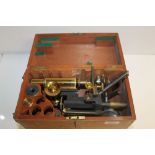 Late 19th / early 20th century portable collapsible histological microscope. Patent no.