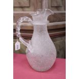 Late 19th century American Boston Sandwich Glass Company Overshot crackle glass pitcher circa 1870