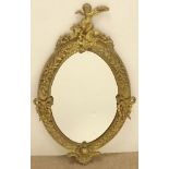 Unusual Brass Oval Console Mirror