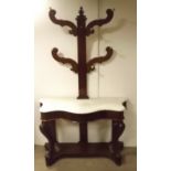 Quality Vict Mahogany Marble Top Hall Stand