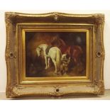 Heavy gilt framed old style print 'Shoeing the horse'