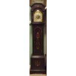 Edw. inlaid oak grandfather clock.