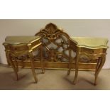 Pair of Gilded Night Stands & Headboard.