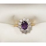 18 Carat Amethyst & Diamond Gold Ring