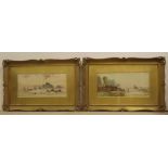 Pair of Vict. Gilt Framed Watercolours by W.