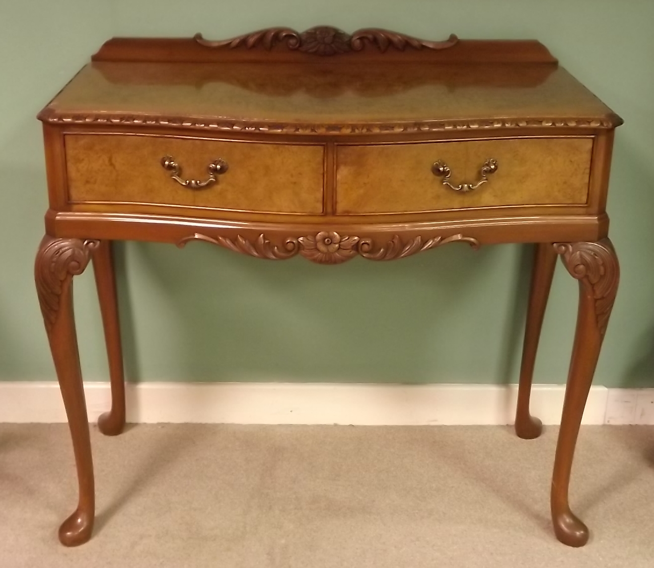 1930's Burr Walnut 2 Drawer Side table