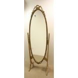 Gilt Slimline Cheval Mirror