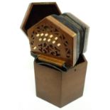 A 19th Century Lachenal & Co. Anglo 20+1 button concertina No. 148141, in original wooden case