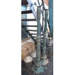 A pair of 8' 3" reproduction cast iron garden lamps in the form of Victorian streetlights, with