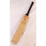 A souvenir miniature cricket bat of Australia tour of England 1964, signed by the Australian team