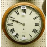 A polished wood cased dial wall timepiece by The New Haven Clock Co., Connecticut