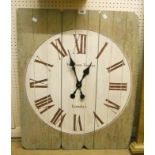 A reproduction plank effect painted wall clock, marked William Taylor, London - quartz movement