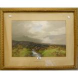 Frederick J. Widgery: a gilt framed and mounted watercolour entitled Dartmoor with stream to