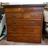 A 3' 8" antique mahogany and strung chest on chest top section, with adapted top, part canted sides,