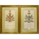 Two framed and mounted 18th Century armorial prints, one for Lord Abergavenney, the other for