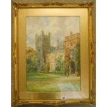Edward William Trick: an antique gilt framed and slipped watercolour, depicting a view of Bishops