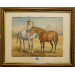 Cecil Elgee: a watercolour of two horses "Betty" and "Jack" - signed - 9" x 11 1/2"