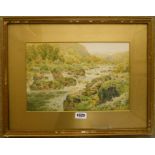 Arthur Suker: a gilt framed and slipped watercolour, entitled "On the Dart, Dartmoor" - inscribed