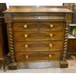 A 3' 11" Victorian mahogany Scottish chest with blind frieze drawer over two short and three long