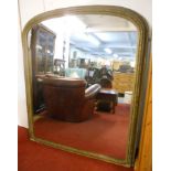 An antique gilt gesso framed dome top mirror with beaded and acanthus decoration - 5' 5" x 4' 6" -