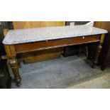 A 5' 6" 19th Century mahogany serving table with flanking blind drawers, incised decoration and