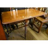 A 3' 2" Victorian walnut Sutherland table, set on twin flanking bobbin turned supports and uniting