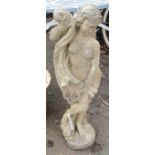 A 32" concrete garden statue of a maiden