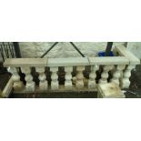 Four 24" sections of cast concrete balustrade each with three balusters, top and bottom - sold