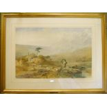 Harry Johnson R.I.: a gilt framed watercolour, entitled "A Dartmoor Road", depicting an extensive