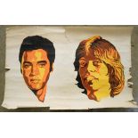 A 1960's psychedelic poster print of Elvis Presley and Mick Jagger - a/f