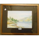 J. W. Miliken: a gilt framed watercolour depicting a view of the Lake District - signed - 9½" X
