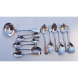 A silver sauce ladle - London 1816 - sold with twelve antique and later small spoons - various