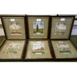 Matthaus Merian (1593-1650): a set of six framed hand coloured copper engravings dated 1646 - sold