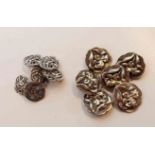 A set of six silver Art Nouveau buttons with embossed lily decoration - Birmingham 1905 - sold