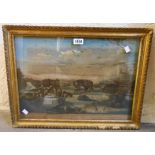 William Wollett: a pair of gilt framed mid 18th Century coloured engravings, one depicting a view of