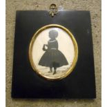 A 19th Century silhouette of a young girl holding a doll, marked H. & J. Walters, Profilists, London