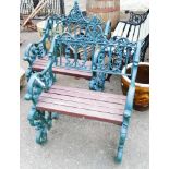 A pair of 28" garden seats with heavy Victorian cast iron ends