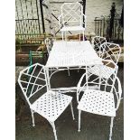 A 4' 2½" Jardine solid cast aluminium garden table with six chairs - four plus two - The Marbella