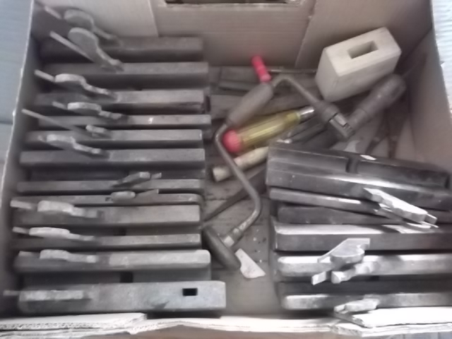 A box containing various joiners tools - moulding planes etc