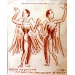 Dame Laura Knight, 'Dancing Angels', a christmas card design to her publishers inscribed ' To all at