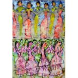 Christina Savalas, 'Dancers', each signed, watercolour, each 9" x 11", a pr (2), est £200 - £300