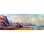 Mary Weatherill, 'Cliffs & Beach, Whitby', dated August 1869, watercolour, 5" x 12", est £80 - £120